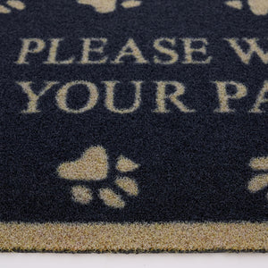 Pet 10 Outdoor Doormat- 100% recycled nylon outdoor doormat featuring graphic font and paw prints.