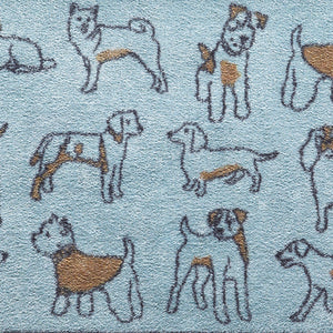 Close up image of a blue Pet 75 washable doormat pattern