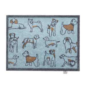 Overhead image of a blue Pet 75 washable doormat from Hug Rug