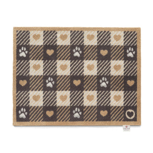 Overhead of beige Hug Rug Pet Check 1 washable doormat