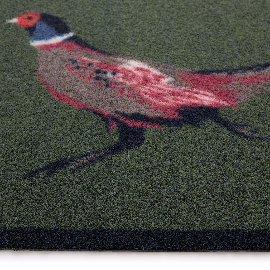 Pheasant Green 2 Outdoor Doormat- 100% recycled nylon doormat featuring a pheasant.