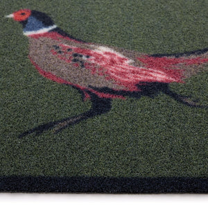Pheasant Green 2 Outdoor Doormat- 100% recycled nylon doormat featuring a pheasant.