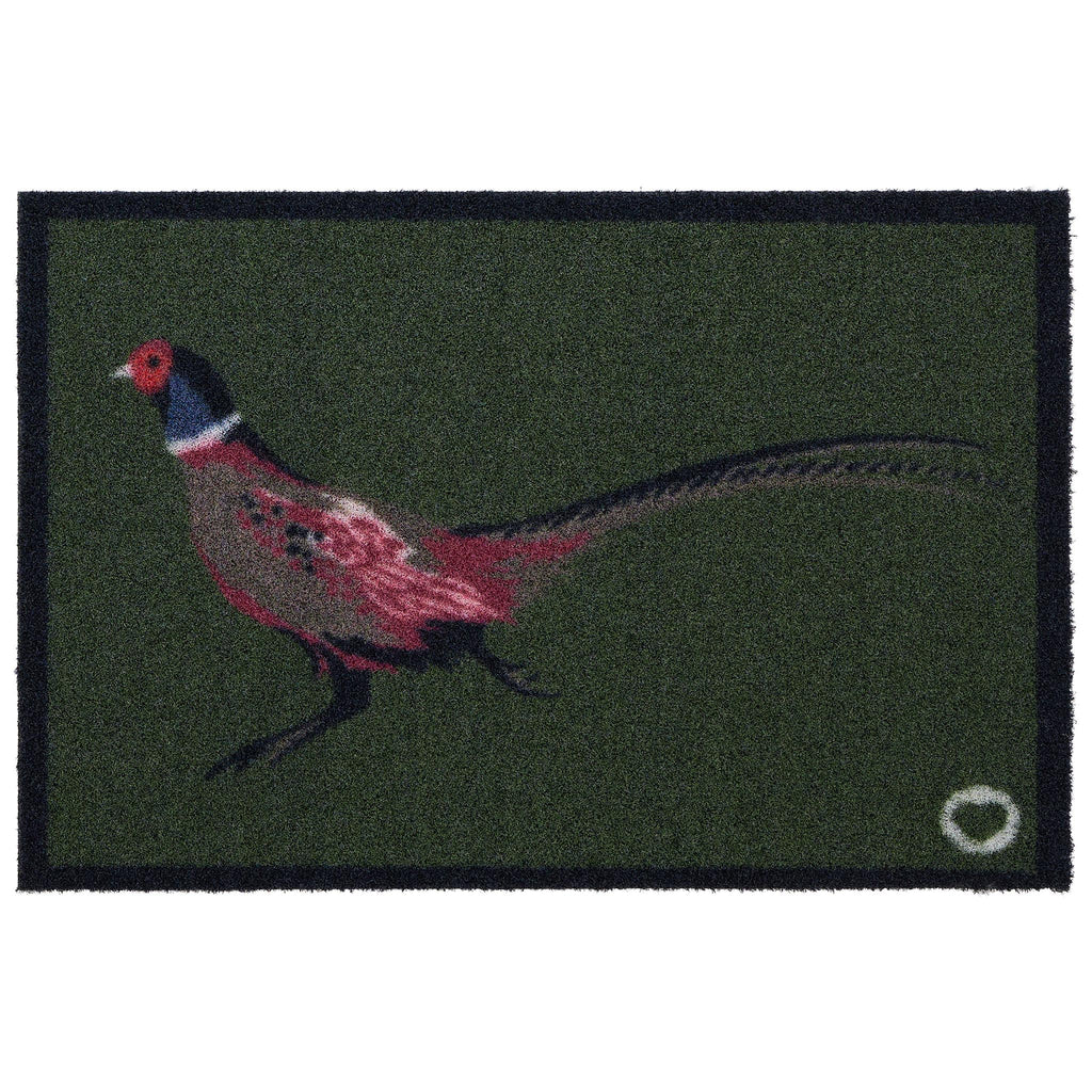 Pheasant Green 2 Outdoor Doormat- 100% recycled nylon doormat featuring a pheasant.