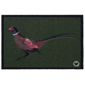 Pheasant Green 2 Outdoor Doormat- 100% recycled nylon doormat featuring a pheasant.