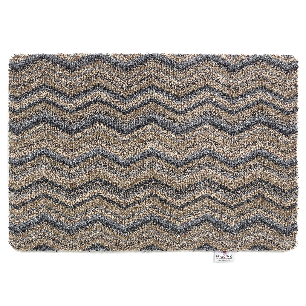Ribbon Grey Zig Zag Washable Doormat 1