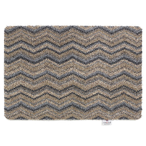 Ribbon Grey Zig Zag Washable Doormat 1