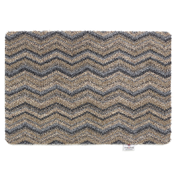 Ribbon Grey Zig Zag Washable Doormat 1
