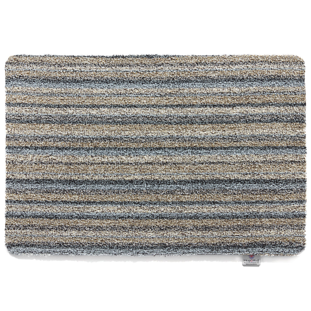 Ribbon Grey Striped Washable Doormat 1