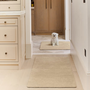 Plain Fleck Beige Washable Runner- a 100% recycled material runner in a solid beige colour.