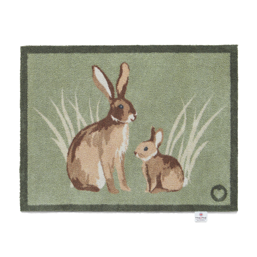 Rabbit 1 Green Cotton Washable Doormat 1