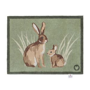Rabbit 1 Green Cotton Washable Doormat 1