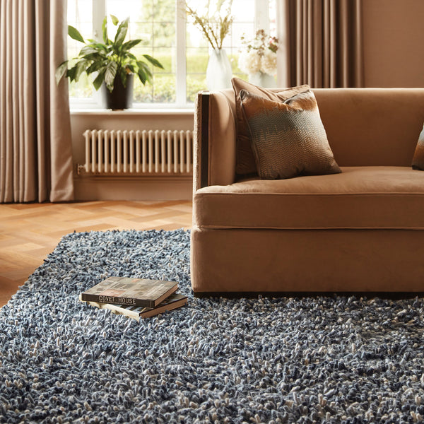 Rocks Shaggy Wool Rug Grey 2