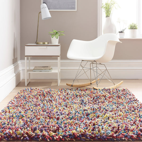 Rocks Shaggy Wool Rug Multi 2