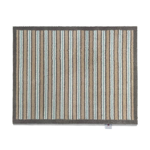 Stripe 83 Beige Blue Washable Doormat 1