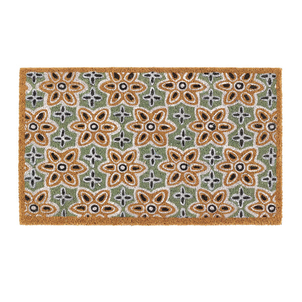 Sage Green Woodblock Coir Doormat 1