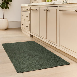 Plain Fleck Sage Green Runner- a 100% recycled material runner in a solid green colour.