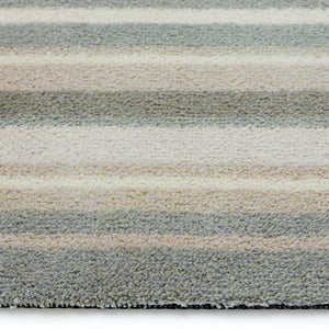 Sage Stripe Washable Doormat- a 100% recycled cotton doormat featuring a muted striped design.