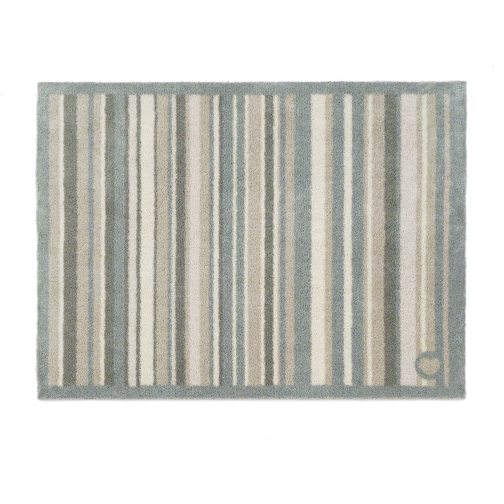 Sage Stripe Washable Doormat- a 100% recycled cotton doormat featuring a muted striped design.