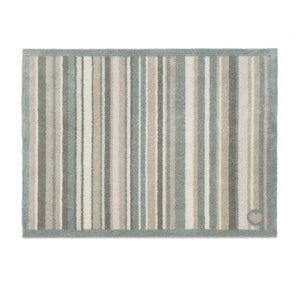 Sage Stripe Washable Doormat- a 100% recycled cotton doormat featuring a muted striped design.