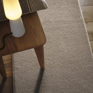 Sense Beige Washable Rug Runner- a 100% recycled polyester rug runner in a solid beige colour.