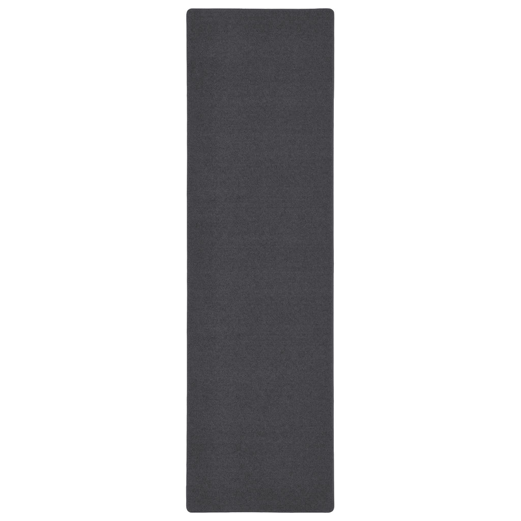 Sense Charcoal Washable Rug Runner- a 100% recycled polyester rug runner in a dark grey.