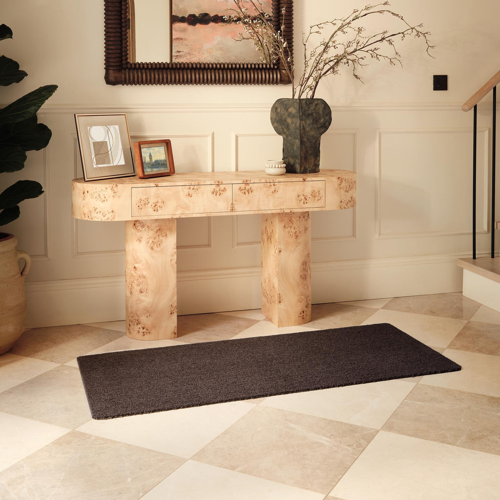 Sense Clove Brown Washable Runner- a 100% recycled polyester runner in a solid dark brown.