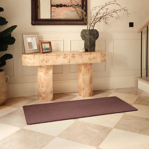 Sense Rose Washable Runner- 100% recycled polyester runner in a solid soft pink mauve tone.