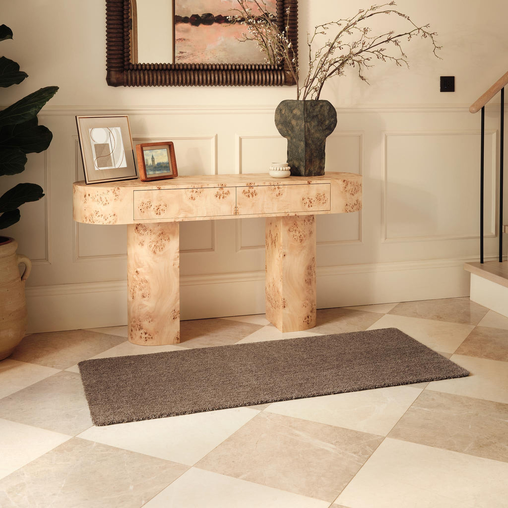 Sense Stone Washable Runner- a 100% recycled cotton runner in a solid light brown colour.