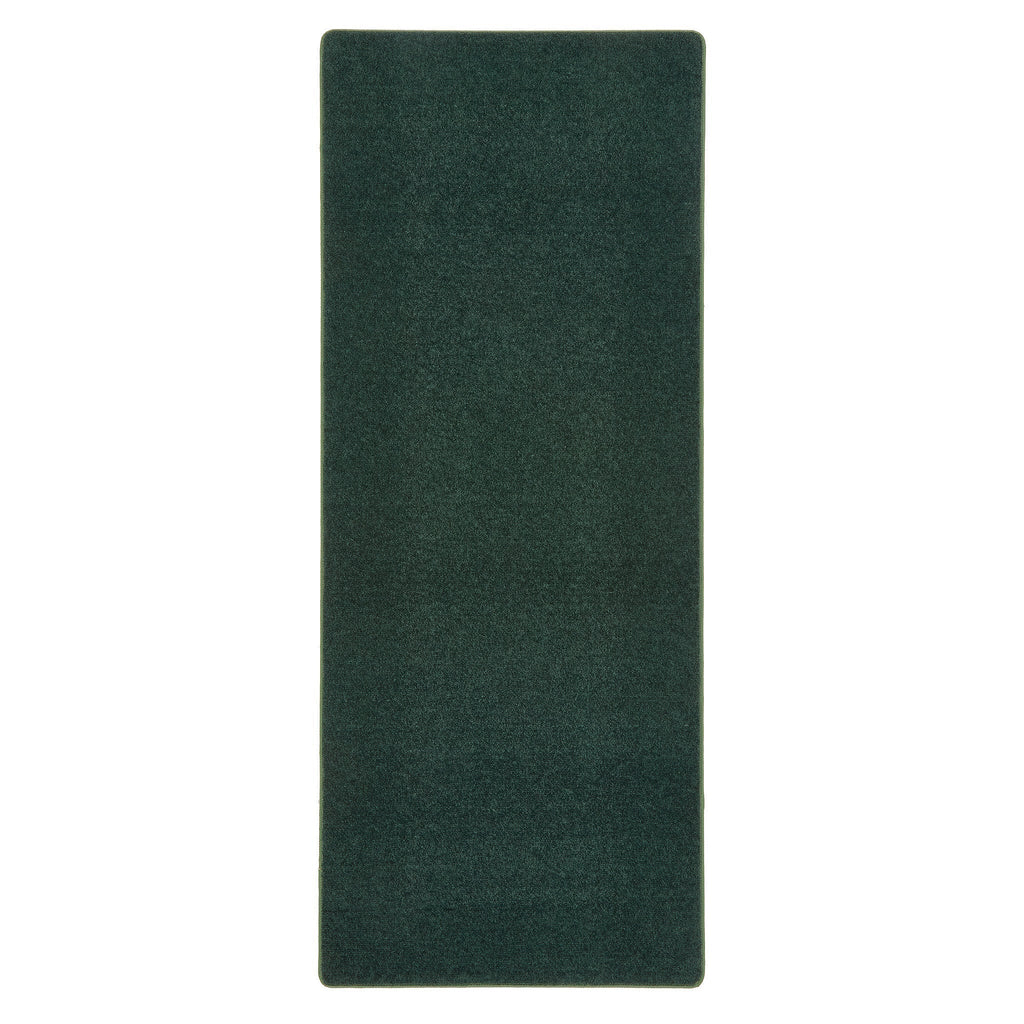 Sense Forest Green Washable Rug Runner- a 100% recycled polyester rug runner in a solid green colour.