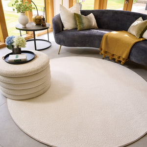 Sense Pumice Stone Washable Rug- a 100% recycled polyester rug in a solid cream colour.