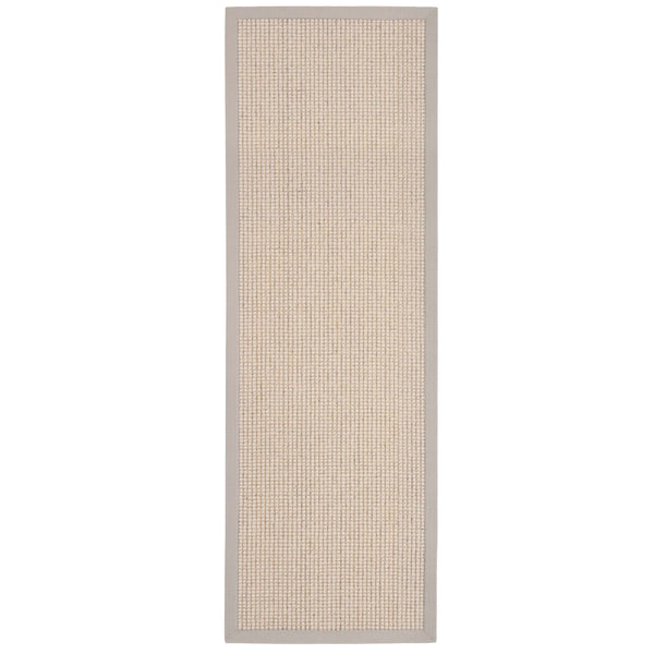 Sisal Boucle Grey Runner- a jute wool blend runner with a grey border.