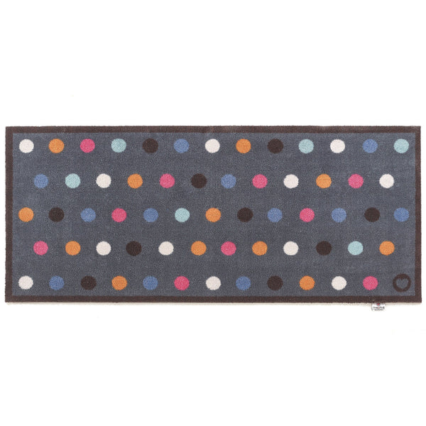 Spot 12 Washable Runner in Blue - a 100% recycled cotton runner featuring an array of brightly coloured spots.