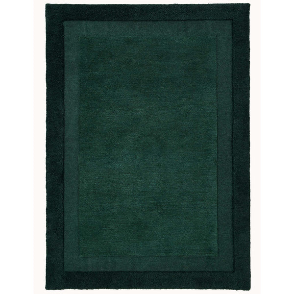 Stacked Borders Evening Blue Rug- a 100% two toned wool rug in dark green.
