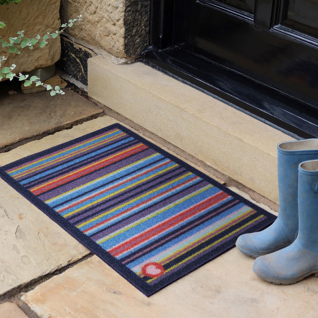 Stripe 85 Outdoor Doormat- 100% recycled nylon outdoor doormat featuring a striped design.