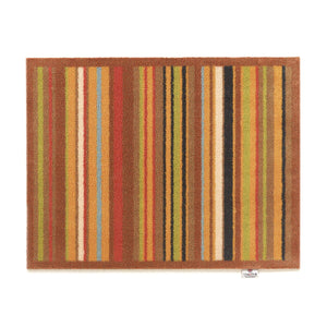 Stripe 70 Red Green Washable Doormat 1