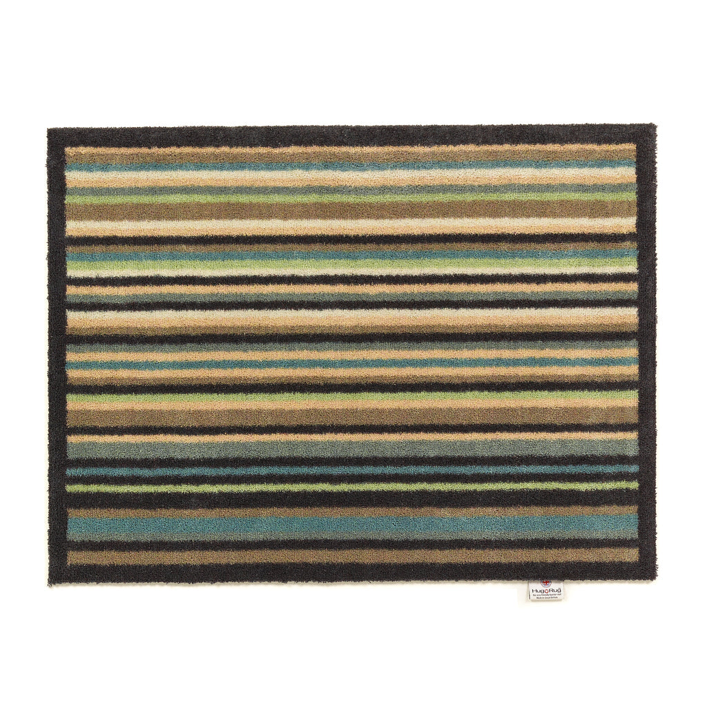 Stripe 84 Blue Green Washable Doormat 1