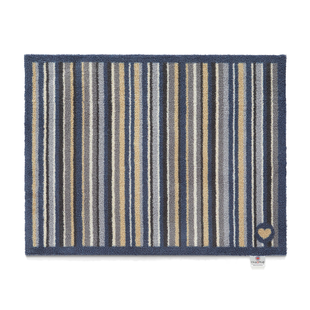 Stripe 88 Blue Grey Washable Doormat 1