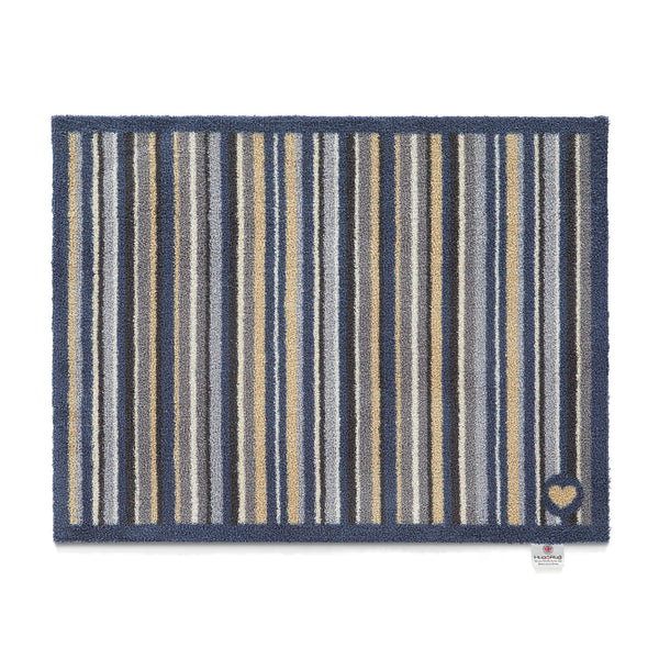 Stripe 88 Blue Grey Washable Doormat 1