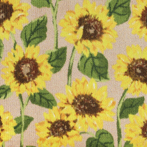 Sunflowers 1 Washable Runner in beige- a 100% recycled cotton runner featuring an array of vibrant yellow sunflowers.