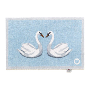 Swan 1 Blue Cotton Washable Doormat 5