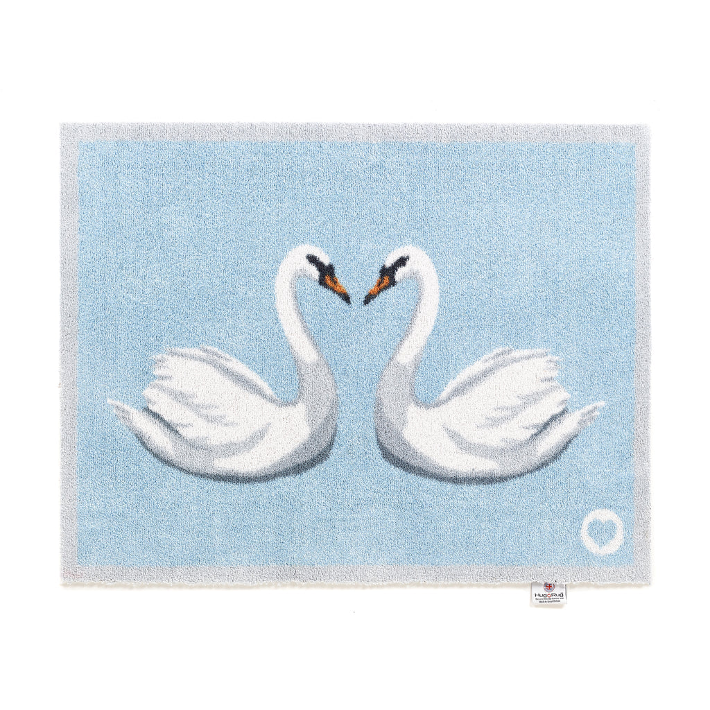 Swan 1 Blue Cotton Washable Doormat 1