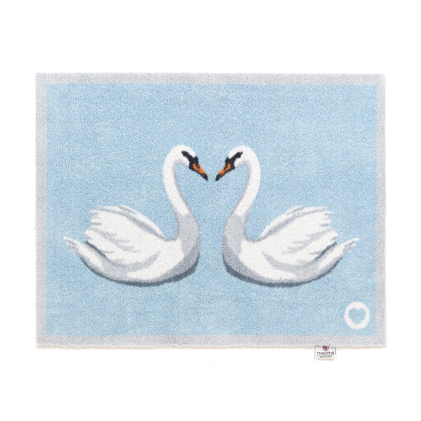 Swan 1 Blue Cotton Washable Doormat 1