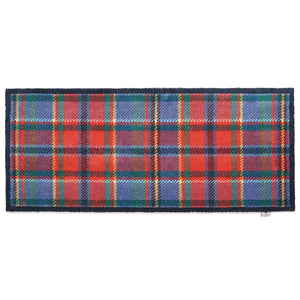 Tartan Red/Blue Washable Runner - a 100% recycled cotton runner featuring a traditional tartan design in shades of red, blue, purple, green, and hints of yellow.