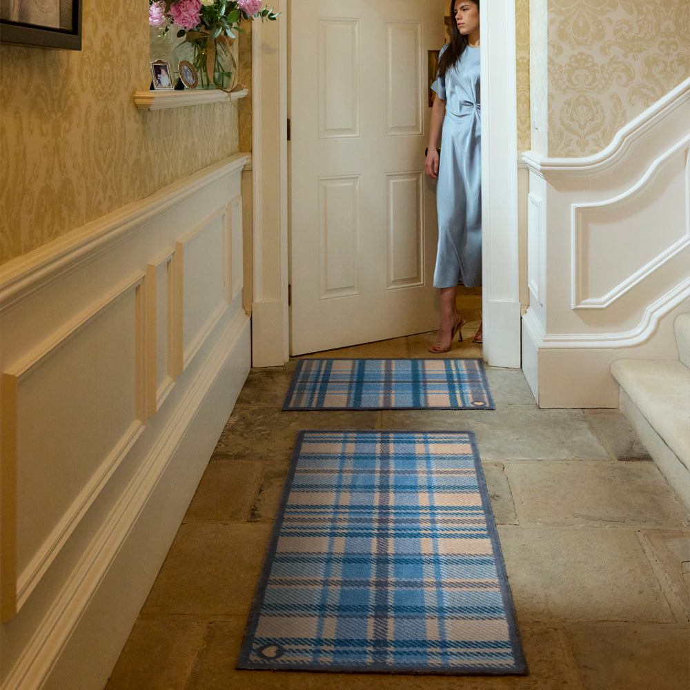 Tartan Blue Washable Doormat