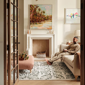 Vintage Scroll Green Eco-Washable Rug