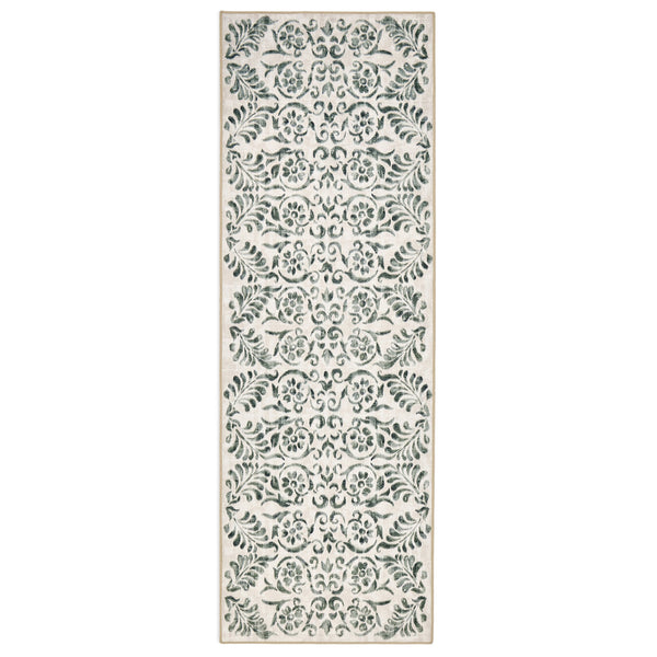 Vintage Scroll Green Eco-Washable Runner 5