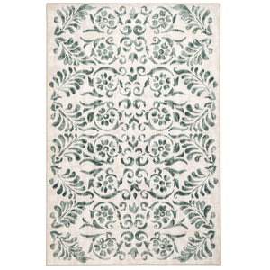 Hug Rug Green Vintage Scroll Washable Rug