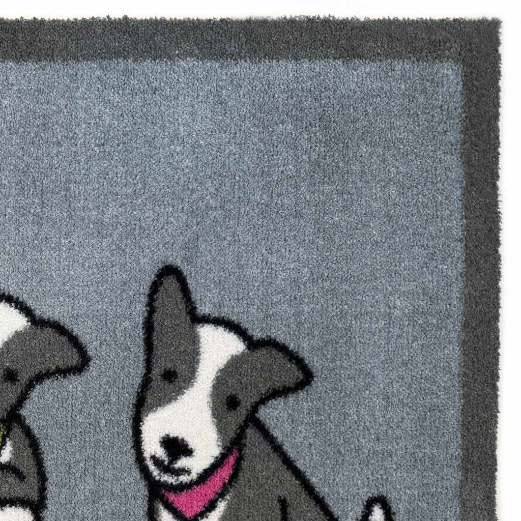 Close up image of the texture on the grey Herdy washable doormat from Hug Rug