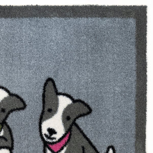 Close up image of the texture on the grey Herdy washable doormat from Hug Rug