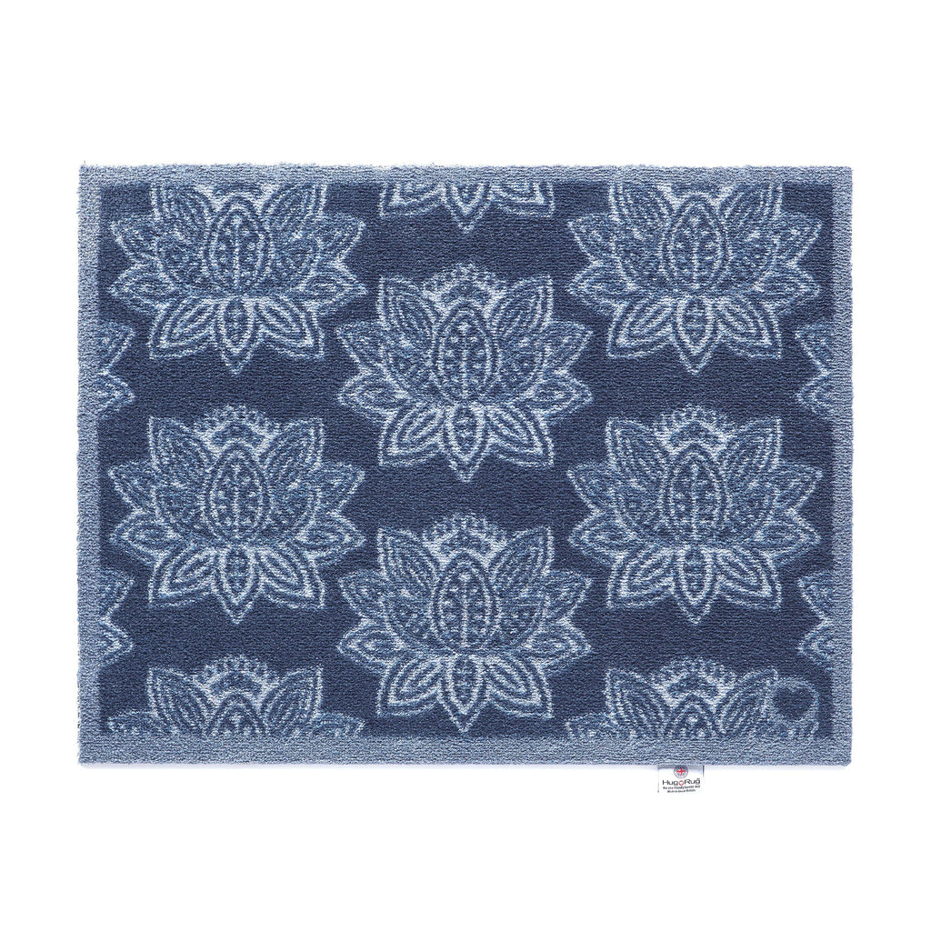 Woodblock 1 Navy Blue Doormat 1